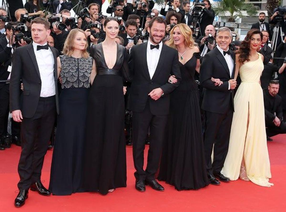Jack O'Connell, Jodie Foster, Caitriona Balfe, Dominic West, Julia Roberts, George Clooney y Amal Alamuddin, en la alfombra roja del Festival de Cannes.