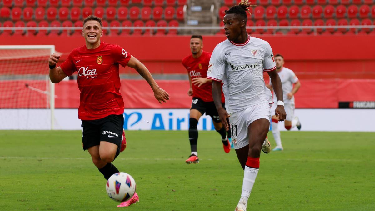 Nico Williams, durante el partido contra el Mallorca