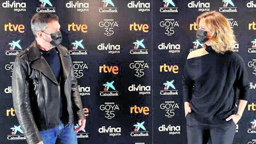 Antonio Banderas y María Casado, en la presentación de los Goya.