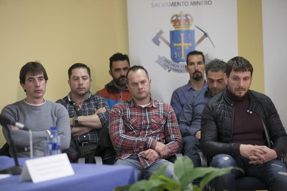 Rueda de prensa de los mineros que participaron en el rescate de Julen