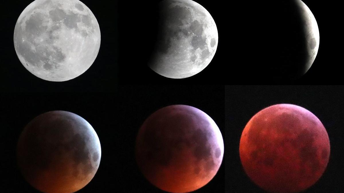 La luna durante un eclipse lunar total, conocido como ’luna de sangre’.