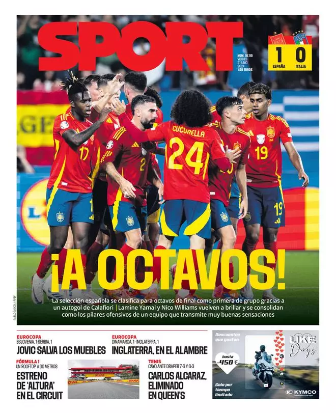 La portada SPORT de hoy, viernes 21 de junio de 2024