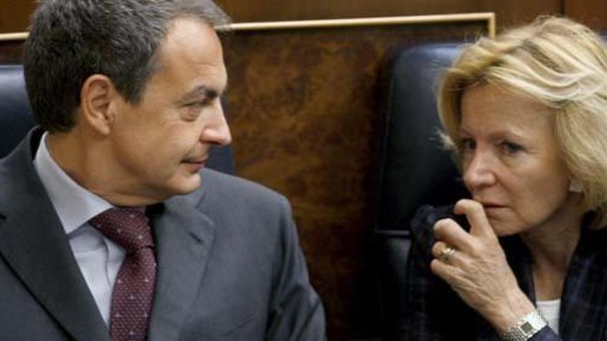 Zapatero y Salgado en el Congreso.