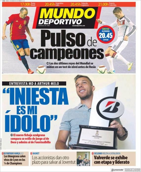 Portadas deportivas del viernes 23 de marzo