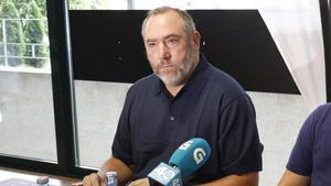Héctor Galán durante una rueda de prensa del Obradoiro.