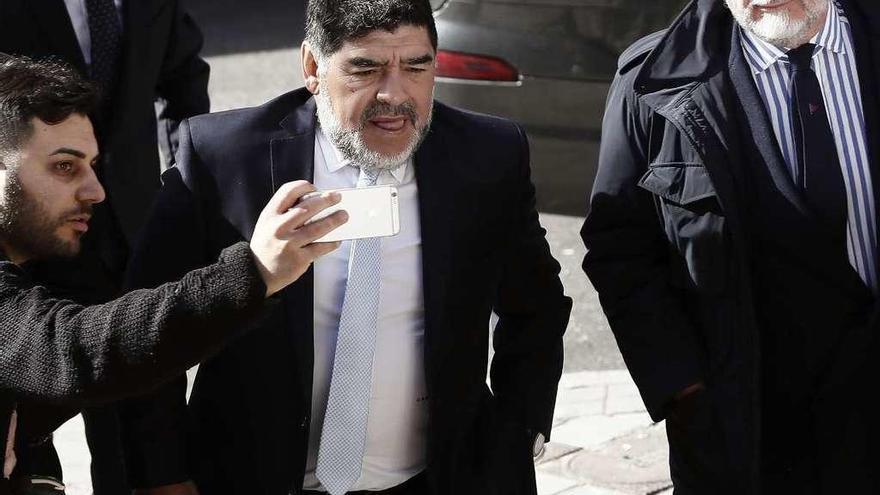 Diego Armando Maradona, ayer, en Madrid.