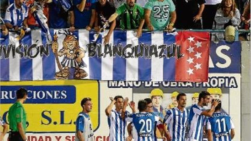 Els jugadors del Leganés celebren un dels gols anotats aquesta temporada a l&#039;estadi de Butarque.