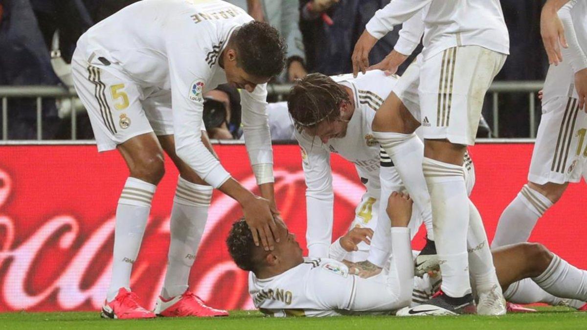 Celebración de un gol del Madrid