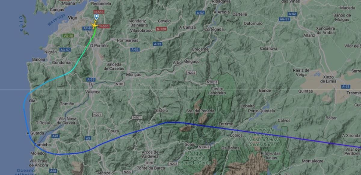 El avión tuvo que variar la ruta para salir hacia Madrid tras las turbulencias severas en el despegue desde Vigo.