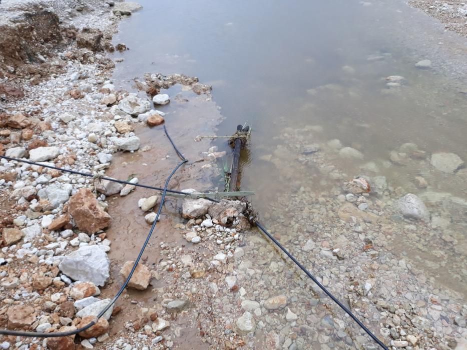 El estado, hoy, de la cala de la Granadella tras el paso del temporal.