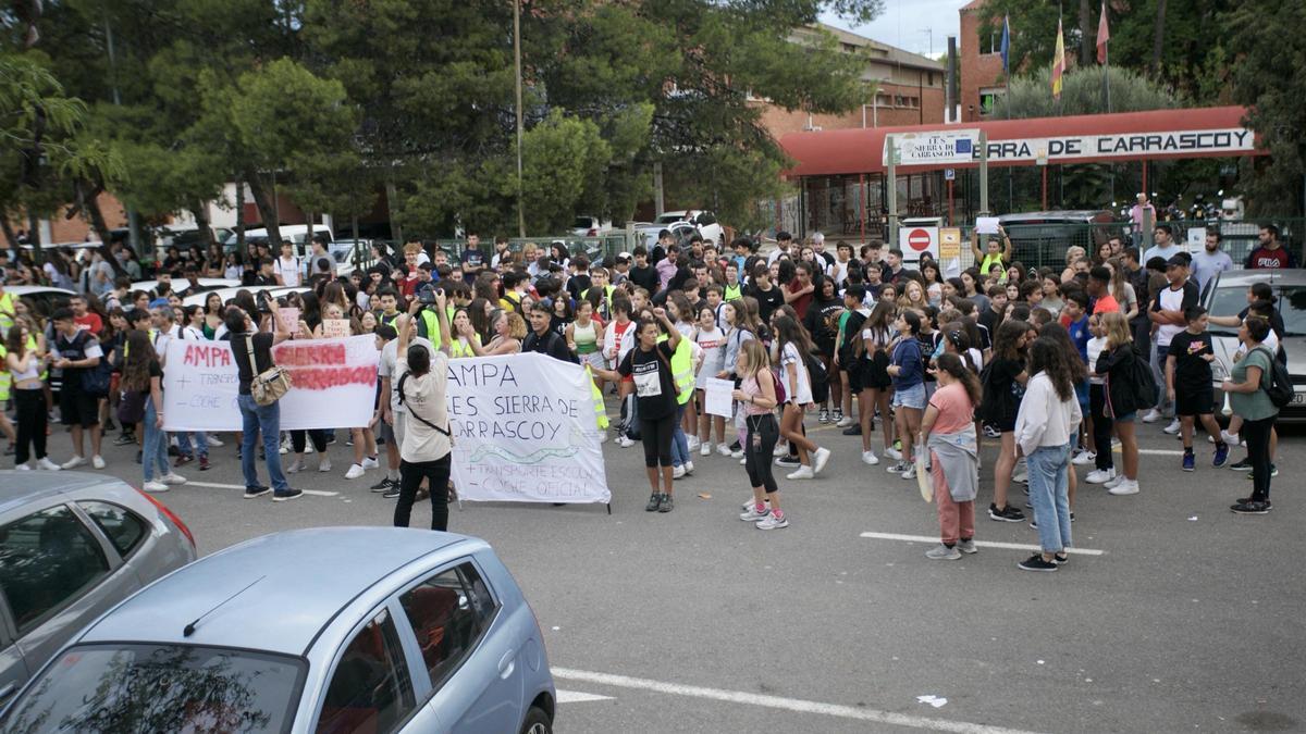 Protesta el pasado viernes en un instituto de El Palmar.