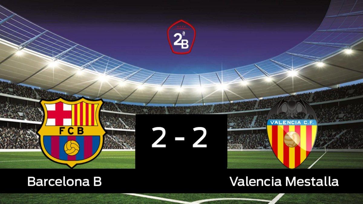 Empate (2-2) entre el Barcelona B y el Valencia Mestalla