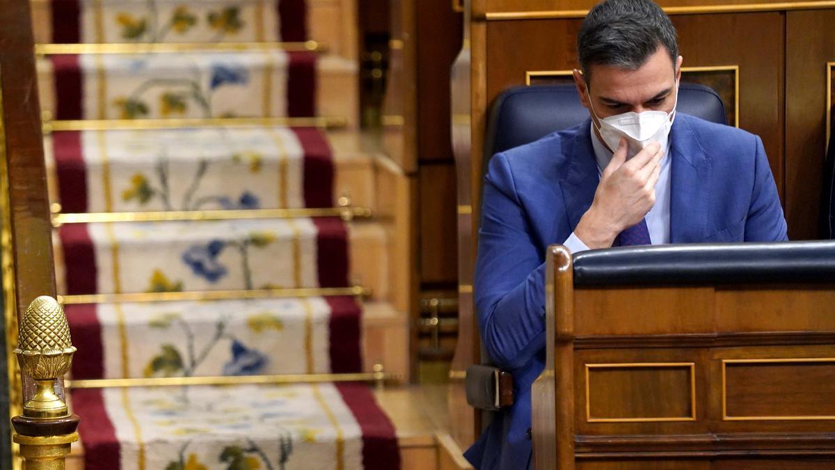 Pedro Sánchez durante la sesión de control al Gobierno.