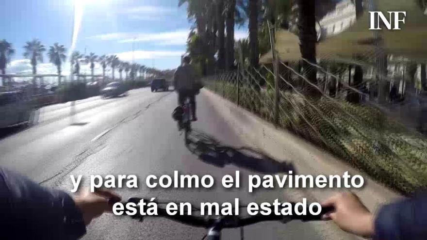 Así es uno de los trayectos urbanos en bici más peligrosos de Alicante