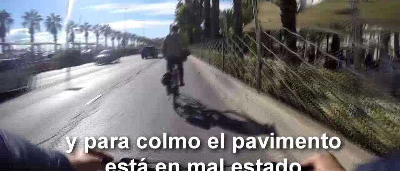 Así es uno de los trayectos urbanos en bici más peligrosos de Alicante