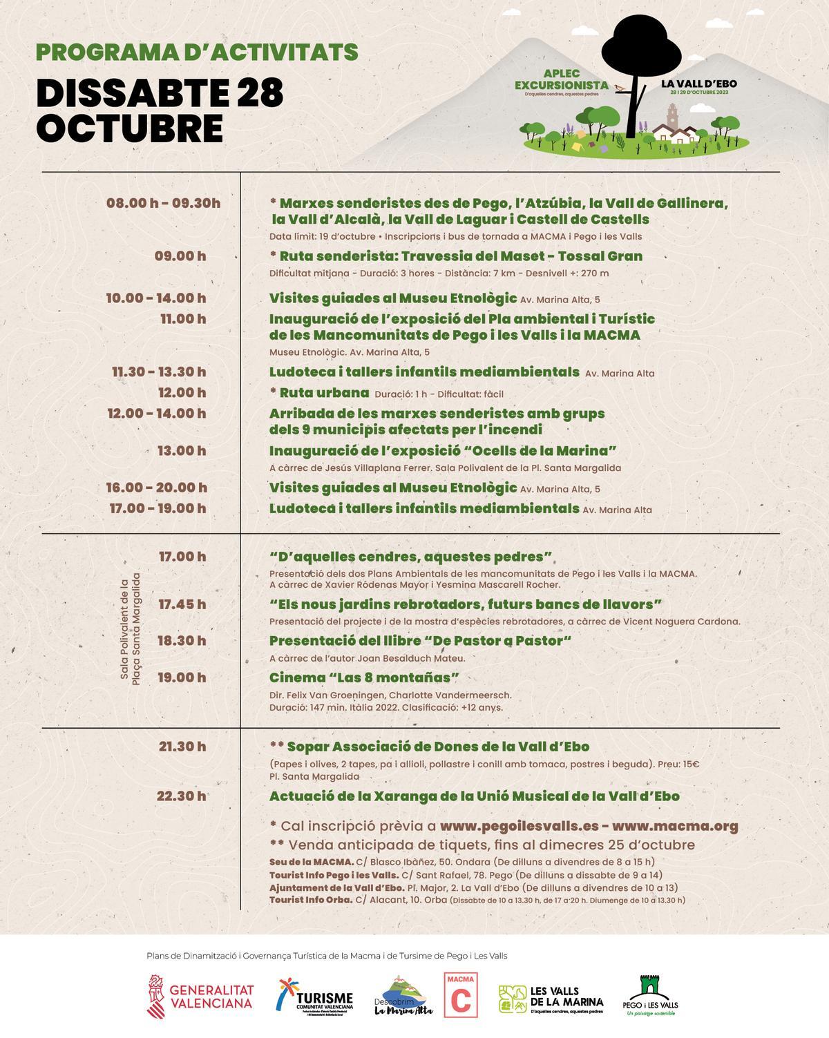 Programación para el sábado 28