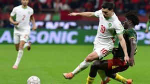 Nagida hace una entrada a Brahim en el partido de este viernes. 