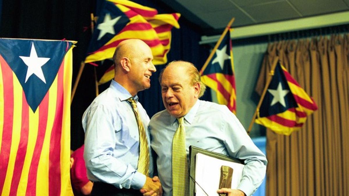 Duran Lleida y Pujol, en un mitin de CiU en Castelldefels en el 2001.