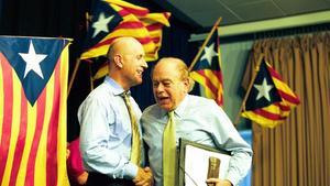 Duran Lleida y Pujol, en un mitin de CiU en Castelldefels en el 2001.