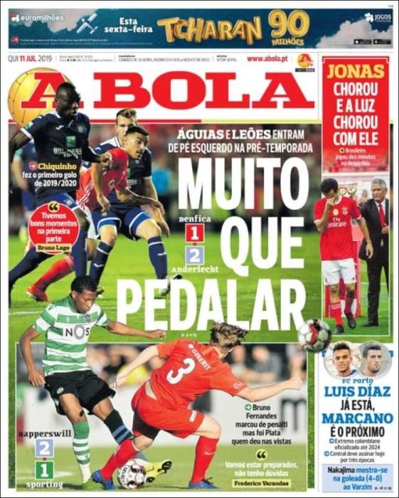 Portada A BOLA jueves 11 julio 2019