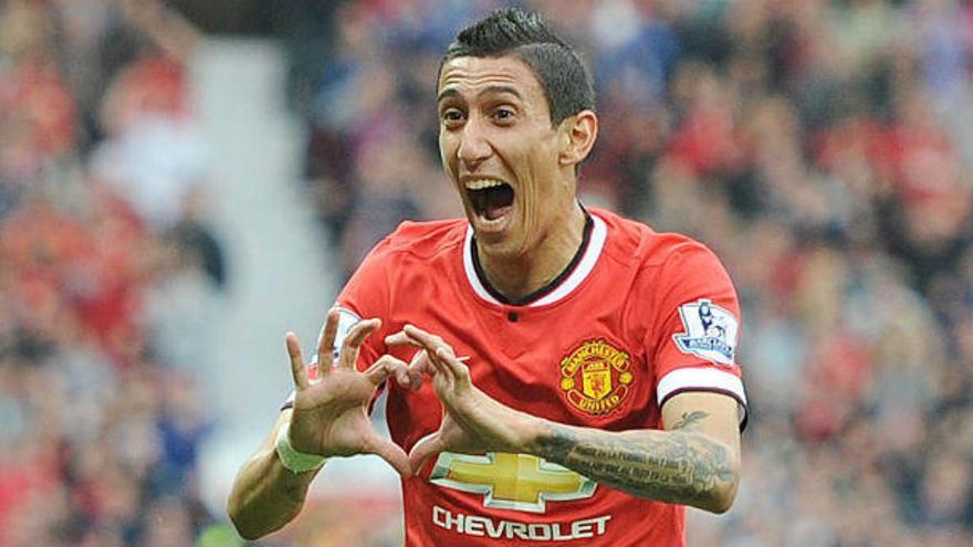 Di María celebra un gol con el United