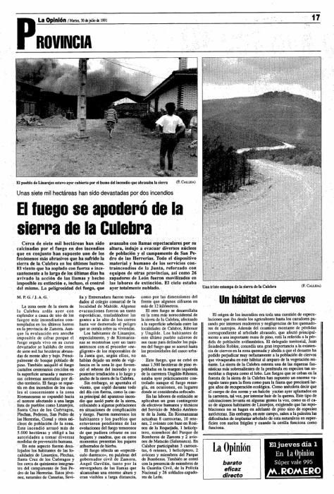 Así te contamos el incendio de La Culebra en 1991