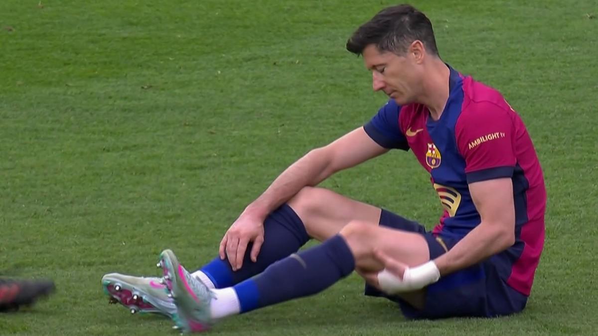 Lewandowski, en el momento de la lesión