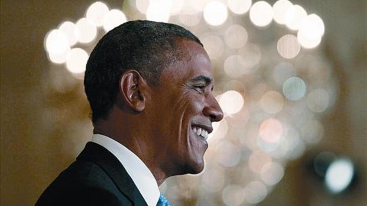 Barack Obama, durante la rueda de prensa en la Casa Blanca, ayer.