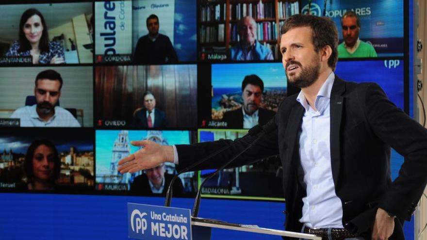Una imagen de Pablo Casado durante un acto en Cataluña.