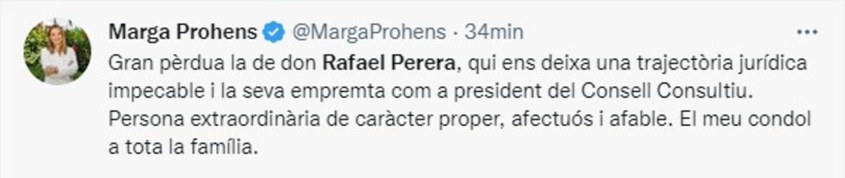 Marga Prohens ha sido de las primeras en reaccionar en redes