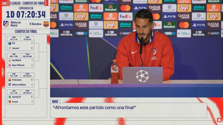 Koke: "Sería raro que el Barça no tuviera ilusión por remontar"