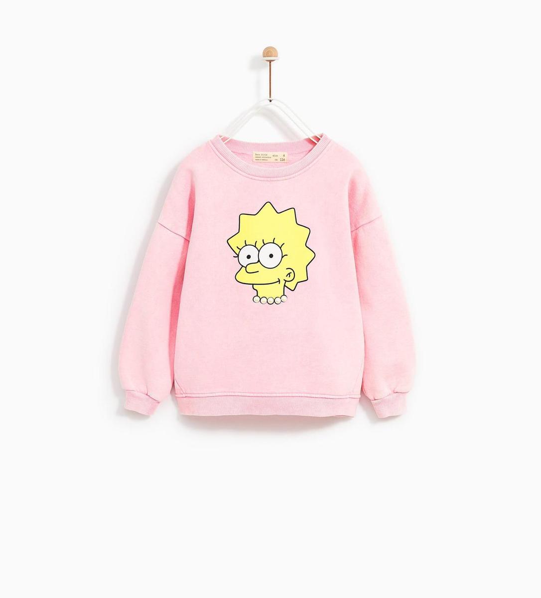 Sudadera rosa con la cara de Lisa Simpson, de Zara Kids