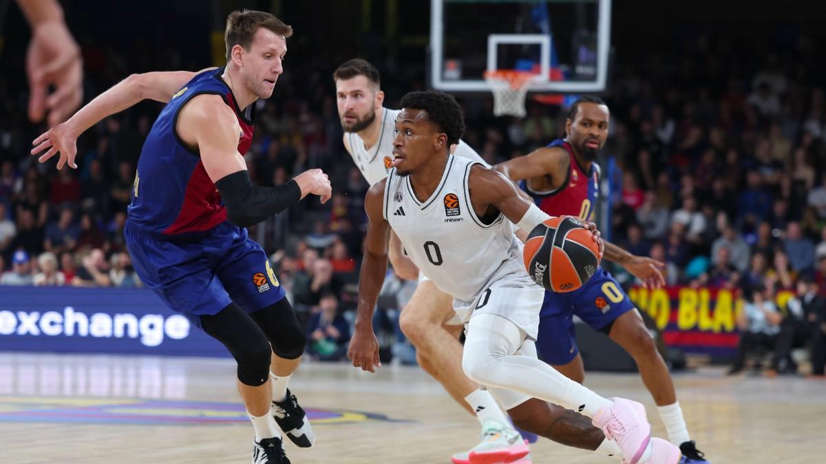 T.J. Shorts, en el partido de Euroliga ante el Barça disputado en el Palau Blaugrana