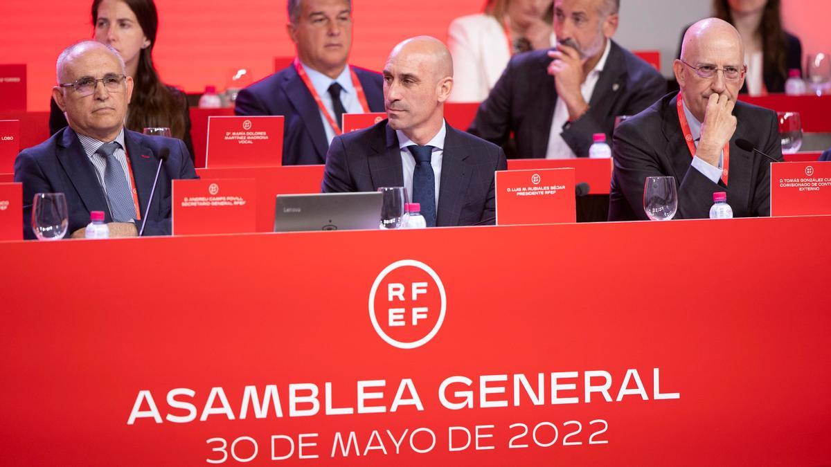 Rubiales, en la última asamblea de la Federación Española de fútbol realizada en mayo de 2022.