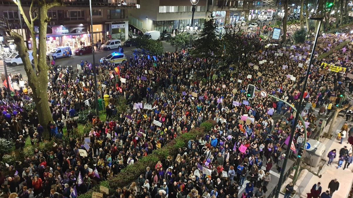 Una imagen de archivo de una manifestación por el 8M en Cantabria.