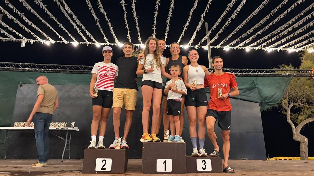 Podio de la décima Cursa Nocturna de Santa Margalida