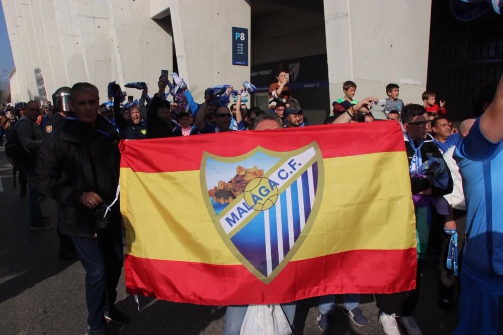 Recibimiento al Málaga CF antes del partido ante el Deportivo