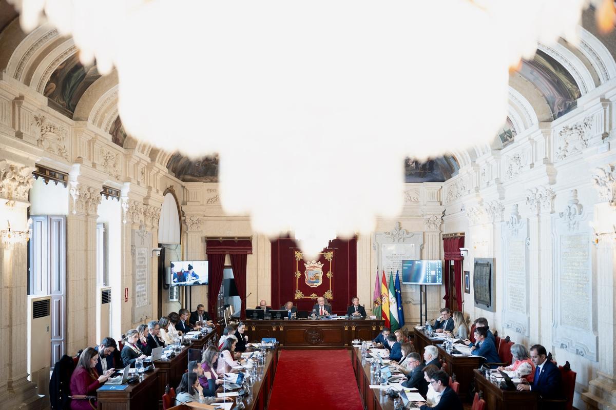 Imagen del pleno de este mes de marzo del Ayuntamiento de Málaga
