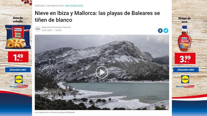 Telecinco confunde el Gorg Blau con una playa nevada de Mallorca