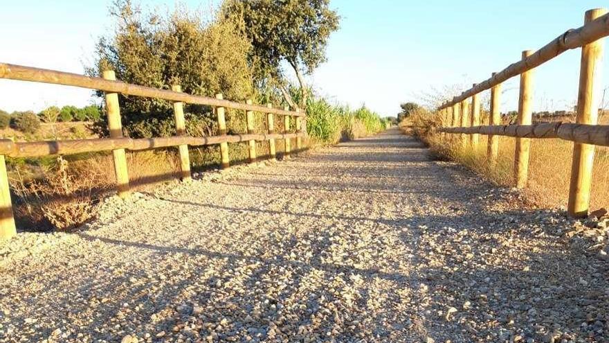 Aspecto de un tramo de la Vía Verde sobre el antiguo trazado del ferrocarril.