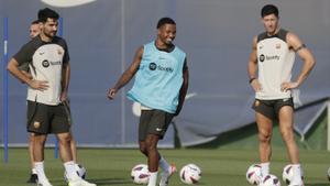 Ansu Fati, en un entrenamiento con el Barcelona