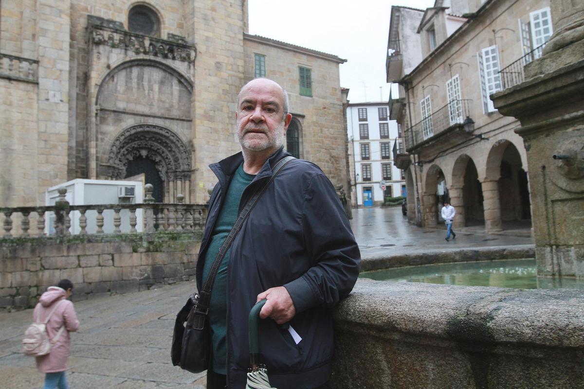 José María Pérez Álvarez, Chesi, en la Praza do Trigo de Ourense. El casco histórico era su paisaje urbano favorito.