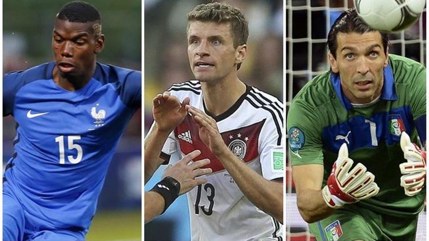 Pogba, Müller y Buffon lideran a Francia, Alemania e Italia.