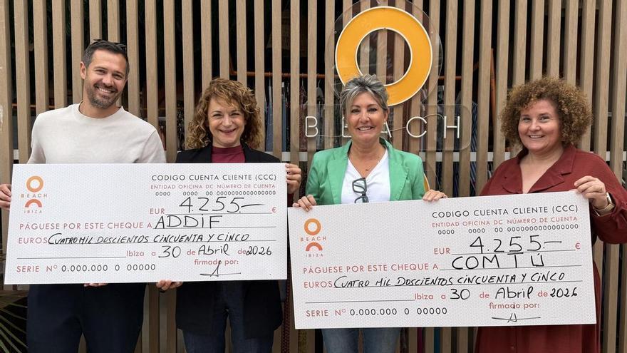 O Beach Ibiza dona 8.510 euros del Spring Festival a Com Tu y Addif