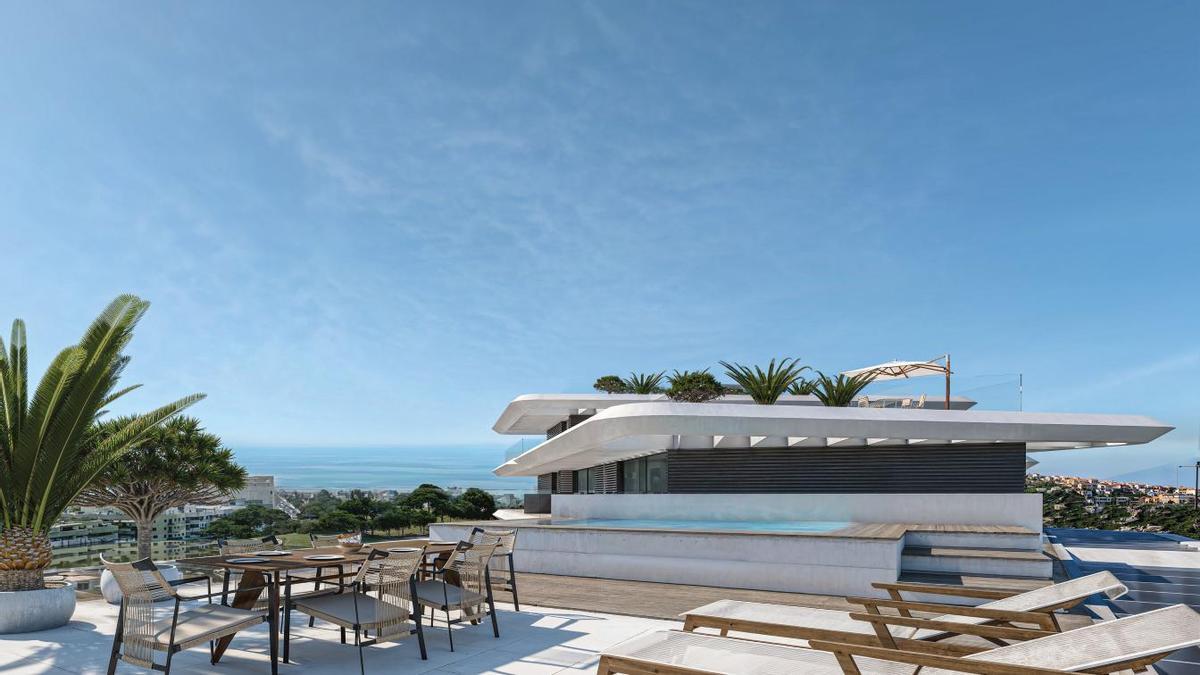 El proyecto Las Mesas Blue Horizon de ARG en Estepona, con 34 apartamentos de lujo y fecha de entrega para finales de 2027.