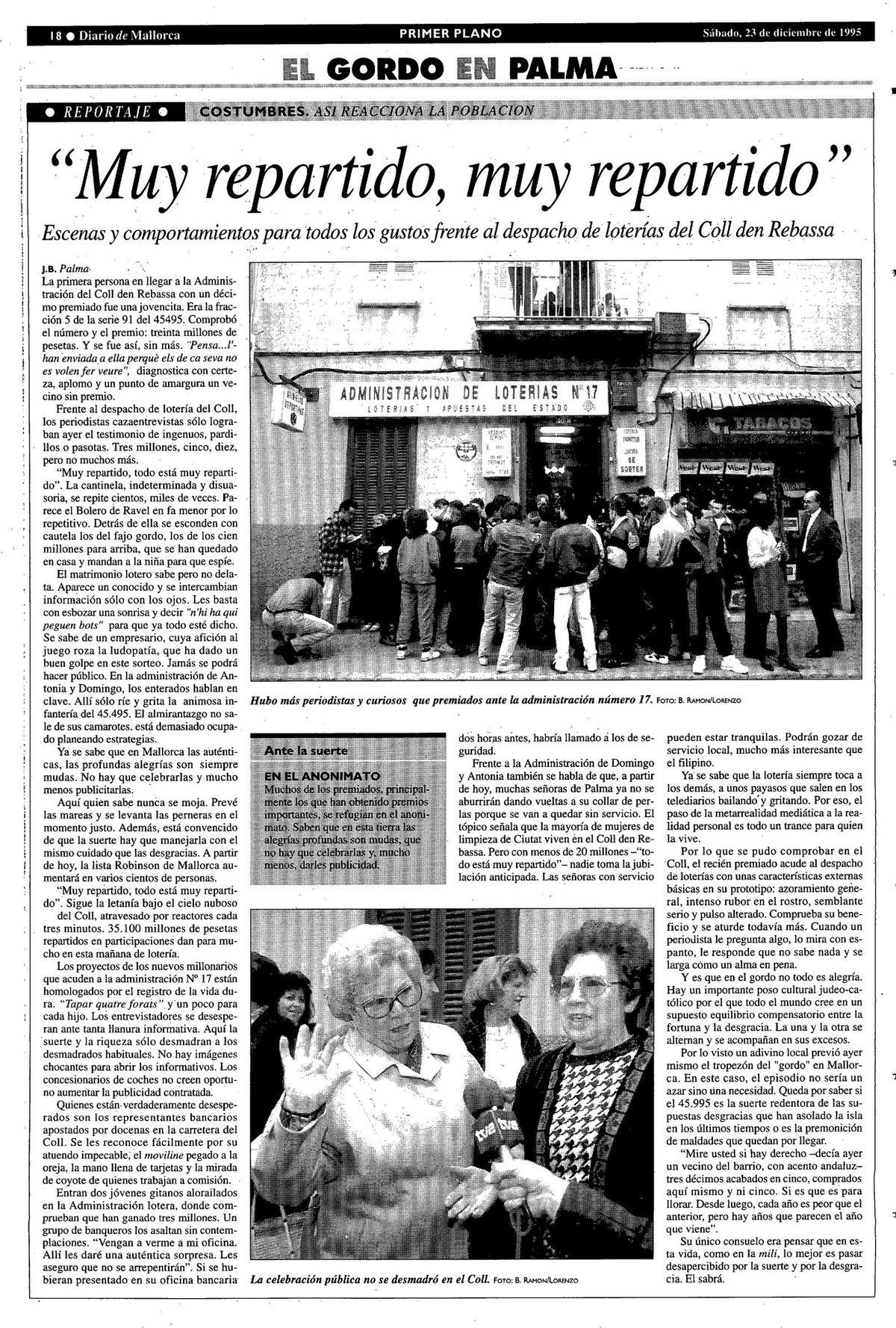 Así siguió Diario de Mallorca la fiesta por el Gordo en Palma