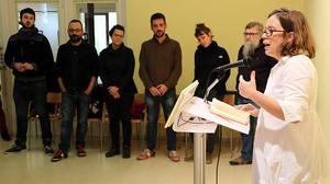 Eulàlia Reguant explica que la CUP avala tramitar els pressupostos però no es compromet a aprovar-los.