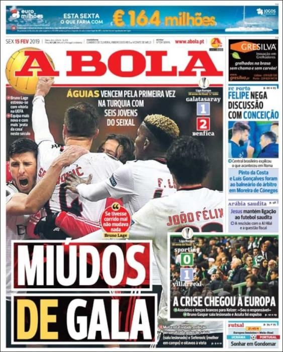 Portada A BOLA viernes de 15 febrero 2019