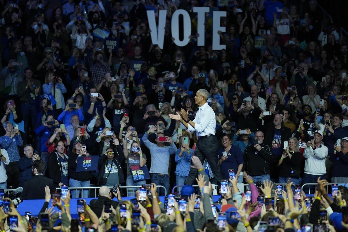 Barack Obama, en un miton del Partido Demócrata.