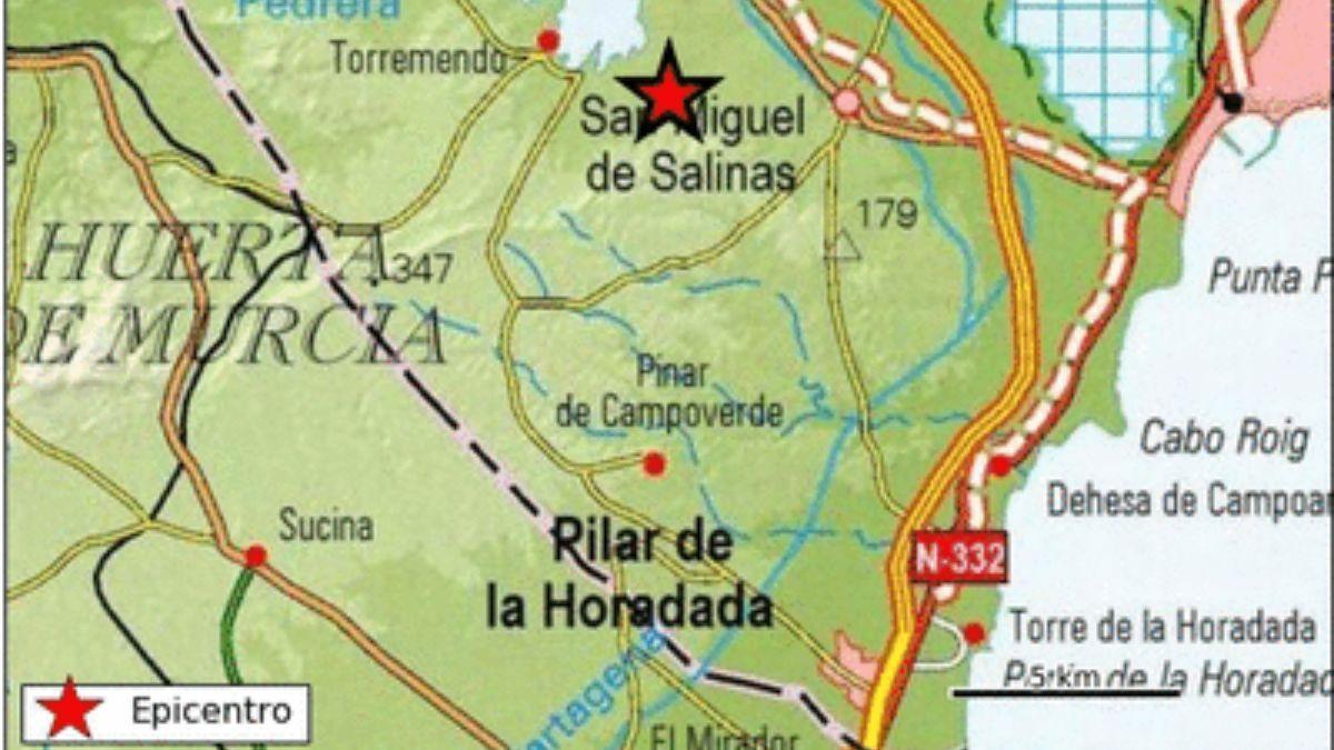 Epicentro del terremoto registrado esta madrugada en la Vega Baja